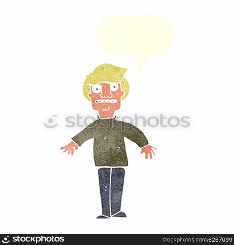 cartoon shocked man with speech bubble