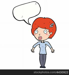 cartoon shocked woman with speech bubble