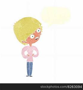 cartoon shocked woman with speech bubble
