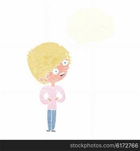 cartoon shocked woman with thought bubble
