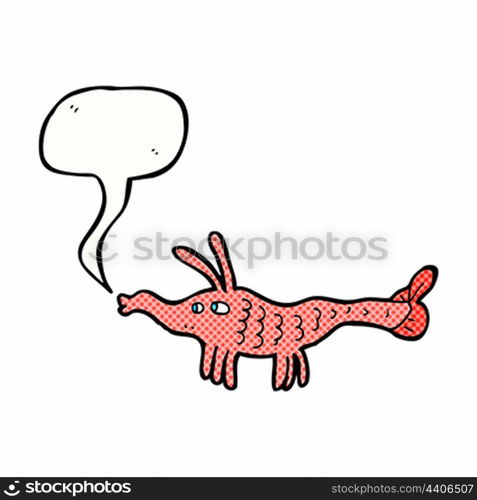 cartoon shrimp with speech bubble