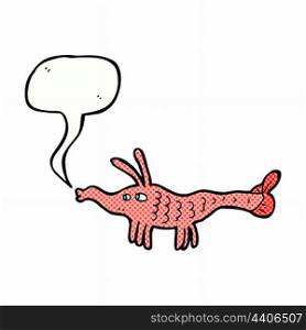 cartoon shrimp with speech bubble