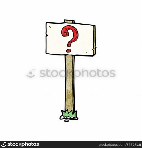 cartoon signpost with question mark