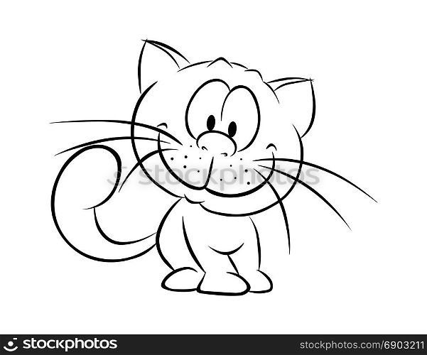 cartoon silhouette of a cat isolated on white background