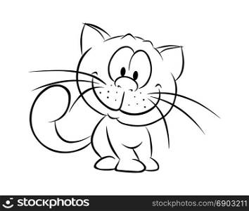 cartoon silhouette of a cat isolated on white background
