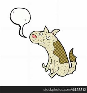 cartoon sitting dog with speech bubble