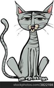 Cartoon Sketch Illustration of Cat Pet Character
