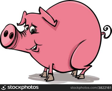 Cartoon Sketch Illustration of Funny Pig Farm Animal