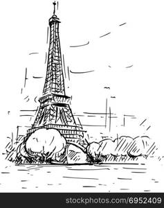 Cartoon Sketch of Eiffel Tower in Paris, France. Cartoon sketch drawing illustration of Eiffel Tower in Paris, France.