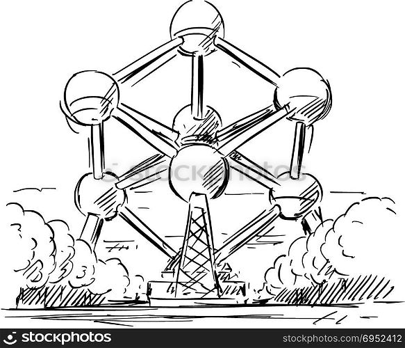 Cartoon Sketch of the Atomium, Brussels, Belgium. Cartoon sketch drawing illustration of Atomium in Brussels, Belgium.