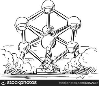 Cartoon Sketch of the Atomium, Brussels, Belgium. Cartoon sketch drawing illustration of Atomium in Brussels, Belgium.
