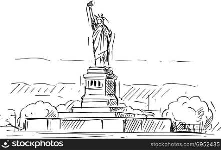Cartoon Sketch of the Statue of Liberty, New York, United States. Cartoon sketch drawing illustration of Statue of Liberty in New York, United States.