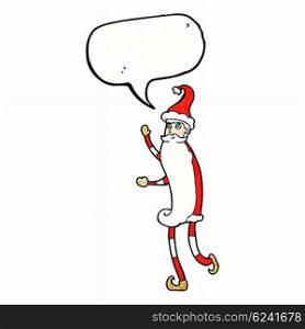 cartoon skinny santa with speech bubble
