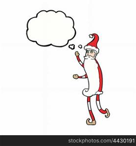 cartoon skinny santa with thought bubble