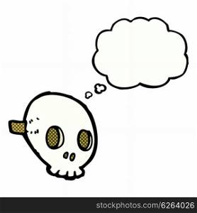 cartoon skull mask with thought bubble