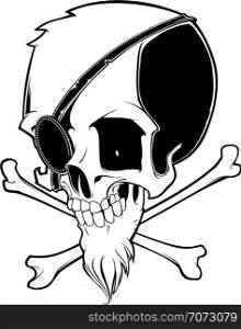 Cartoon skull of a pirate with crossbones
