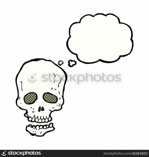 cartoon skull with thought bubble