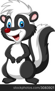 Cartoon skunk posing isolated on white background