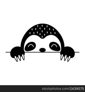 Cartoon sloth face in Scandinavian style. Cute animal for kids t-shirts, wear, nursery decoration, greeting cards, invitations, poster, house interior. Vector stock illustration