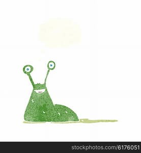 cartoon slug with thought bubble