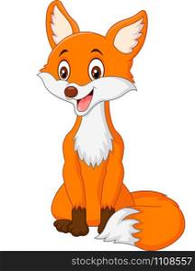 Cartoon smiley fox sitting