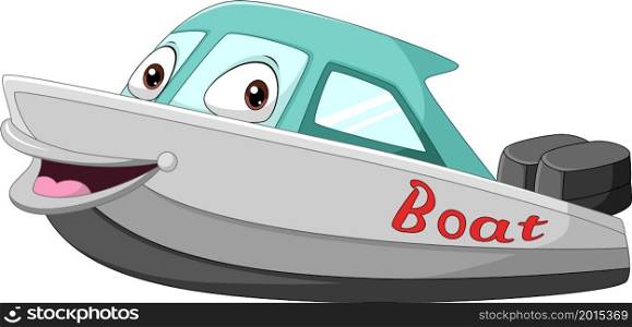 Cartoon smiling boat mascot character