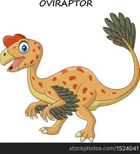 Cartoon smiling oviraptor dinosaur