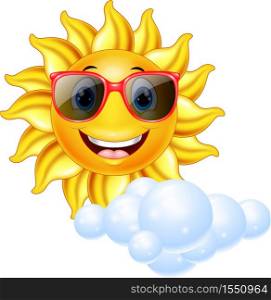 Cartoon smiling sun mascot