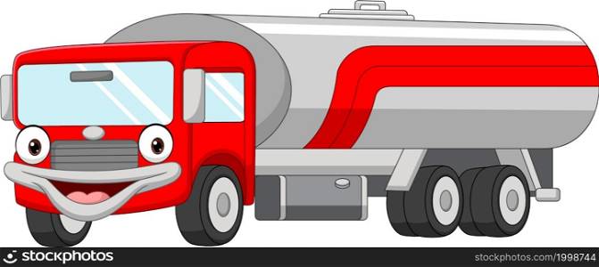 Cartoon smiling tanker truck mascot