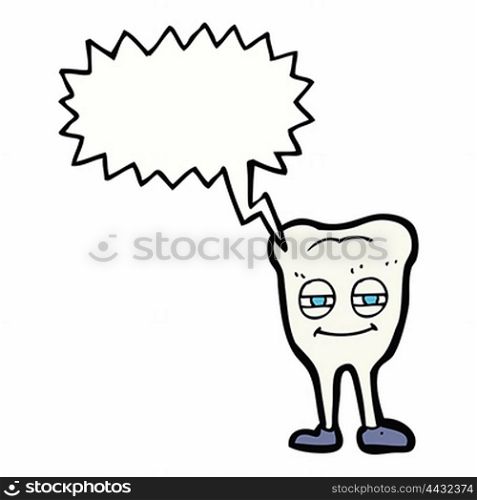 cartoon smiling tooth with speech bubble