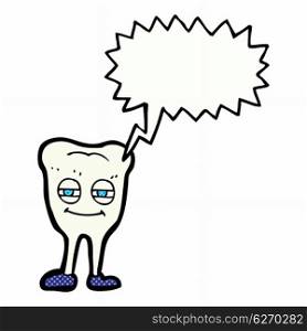 cartoon smiling tooth with speech bubble
