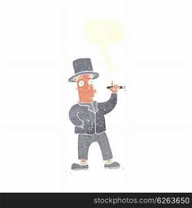 cartoon smoking gentleman with speech bubble