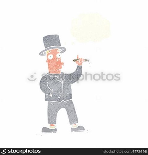 cartoon smoking gentleman with thought bubble