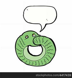 cartoon snake eating own tail with speech bubble