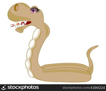 Cartoon snake on white. Reptile snake on white background is insulated