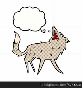 cartoon snapping wolf with thought bubble