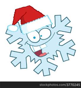 Cartoon Snowflake Character With Santa Hat