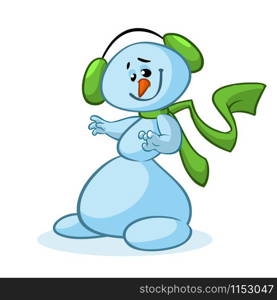 Cartoon snowman. Christmas character isolated