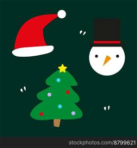 Cartoon snowman christmas tree hat for decoration design. Holiday christmas objects. Vector illustration. Stock image. EPS 10.. Cartoon snowman christmas tree hat for decoration design. Holiday christmas objects. Vector illustration. Stock image.