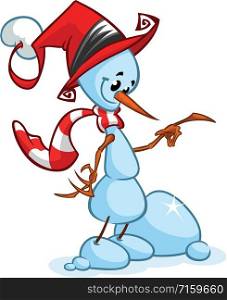Cartoon snowman. Christmas vector illustration isolated
