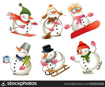 Cartoon snowman vector image