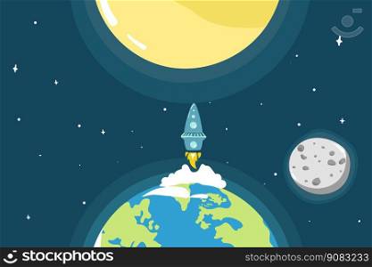 cartoon space backgrounds. Templates for flyers, banners, cards, covers, frames, posters. Vector children’s illustration. The rocket takes off into the sky. Planets and the universe. Game style. cartoon space backgrounds. Templates for flyers, banners, cards, covers, frames, posters. Vector children’s illustration. The rocket takes off into the sky. Planets and the universe. Game style,