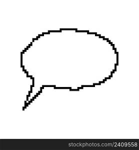 Cartoon speech bubble pixel art, 8 bit chat icon 80s