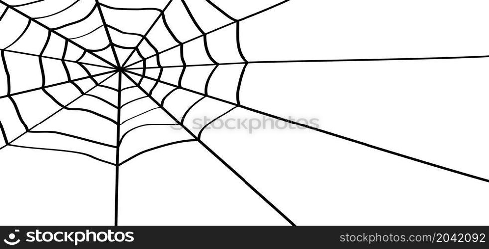 Cartoon spider web for happy halloween party, october. Flat vector cobweb background. insect pictogram or logo. Drawing line pattern.