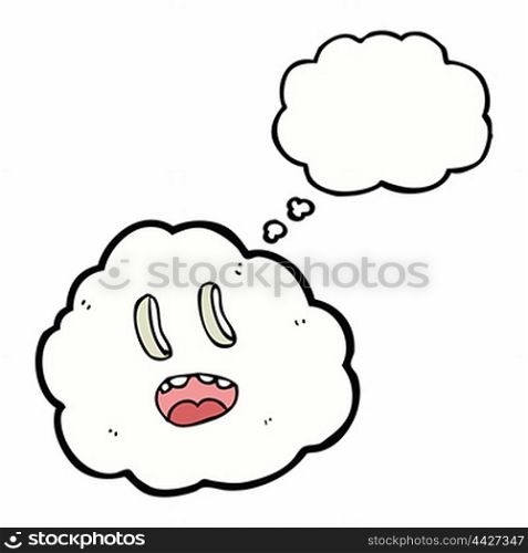 cartoon spooky cloud with thought bubble