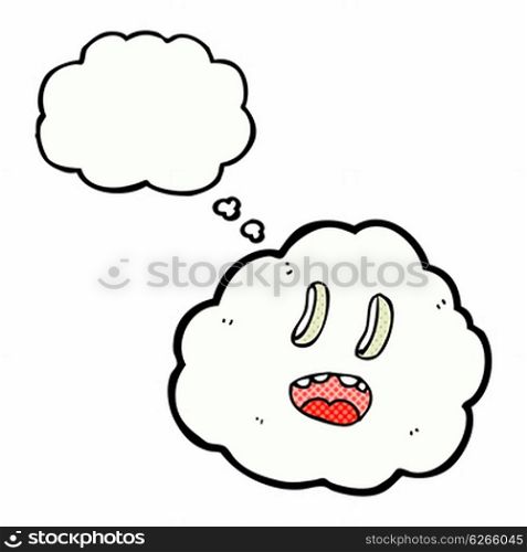 cartoon spooky cloud with thought bubble