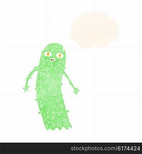 cartoon spooky ghost with thought bubble