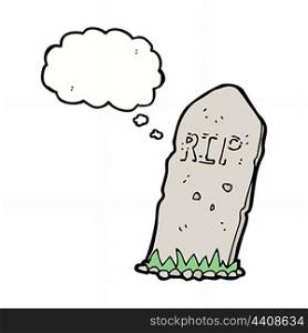 cartoon spooky grave with thought bubble