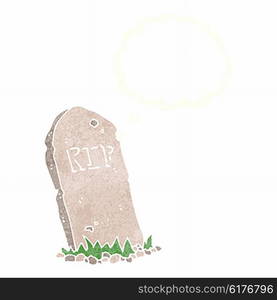 cartoon spooky grave with thought bubble