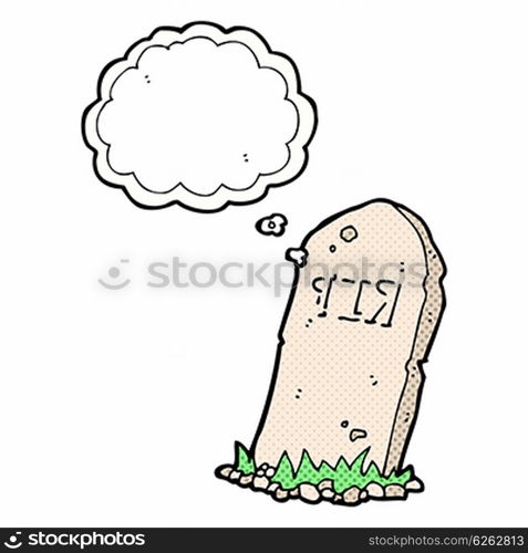 cartoon spooky grave with thought bubble